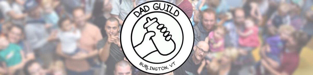 Dad Guild Logo over picture of fathers and children
